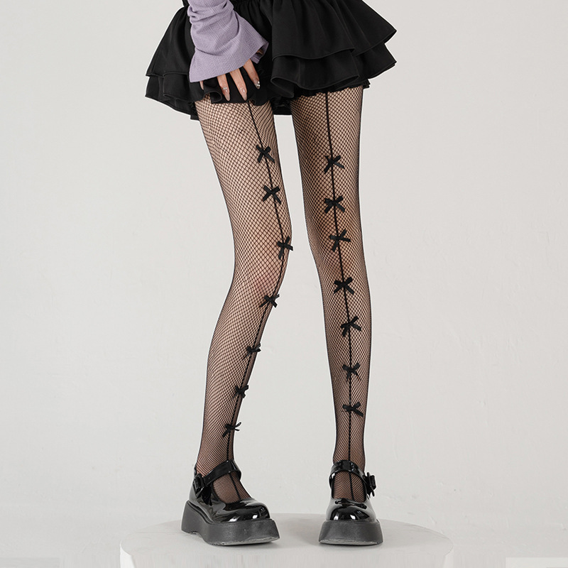 Bow Pattern Fashion Fishnet Stocking Tights with Bow Pattern